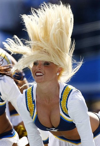 Snow Bunny of The Week San Diego Chargers cheerleader performs dance 